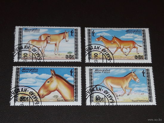 Монголия 1988 Фауна. Лошади. Полная серия 4 марки