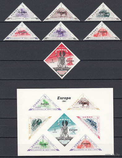 Фауна. Европа. Ланди (Великобритания). 1961. 7 марок и 1 блок с надпечатками.  Michel N (- е)