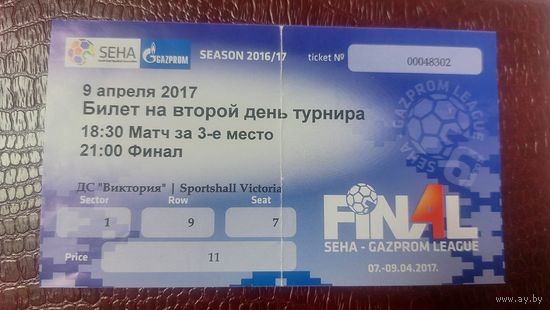 Билет на финал СЕХА лиги по гандболу 2017