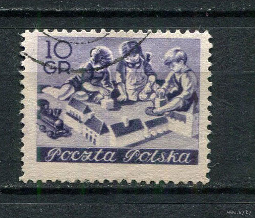 Польша - 1953 - Дети и школа 10Gr - [Mi.834] - 1 марка. Гашеная.  (Лот 14ET)-T5P1
