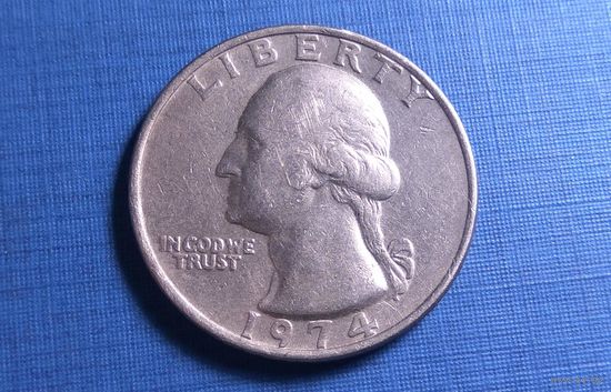 25 центов, 1/4 доллара, квотер 1974. США. XF!