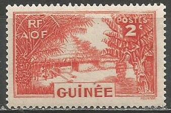 Французская Гвинея. Деревенская улочка. 1938г. Mi#128.