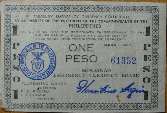 Филиппины 1 песо 1944 г. Р.S523