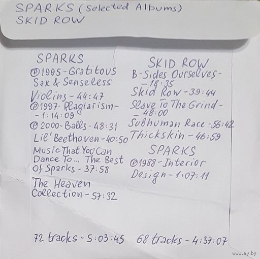 CD MP3 дискография SPARKS, SKID ROW - 2 CD