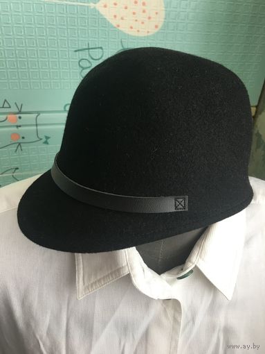 Шляпа шапка Жокей 56 Шерсть 100% Цвет чёрный