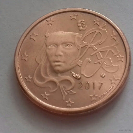 1 евроцент, Франция 2017 г., AU