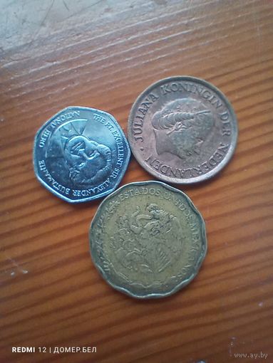 Мексика 50 центов 1997, Нидерланды 5 центов 1980, Ямайка 1 доллар 2005 -17