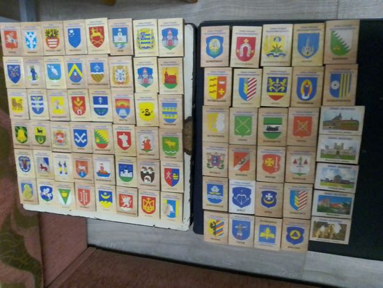 Спички гербы  74 штуки все разные и 5 штук замки Белоруссии.