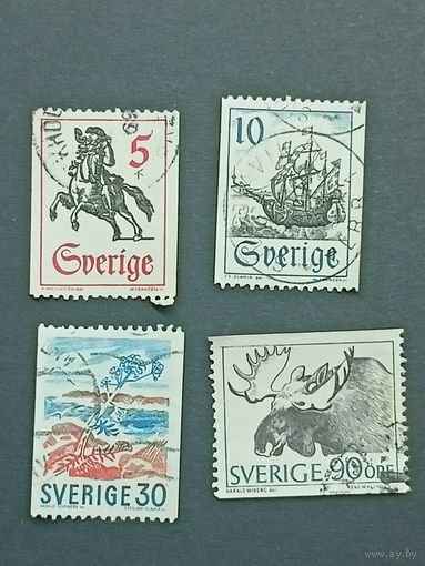Швеция 1967. Предметы из истории почты и природы. Полная серия