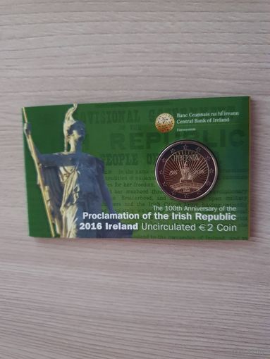 Ирландия 2 евро 2016 юбилейная 100-летие Пасхального восстания В карточке