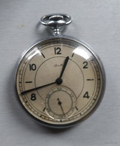Часы карманные мужские "ЗИМ" первый выпуск в СССР (Механизм из деталей  французской фирмы "Lip") RRR