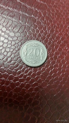 Монета 20 грошей 1991г. Польша.