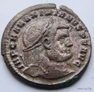 Римская империя, Максимиан Геркулий, АЕ крупный 28мм фоллис, серебрение!!!
