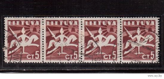 Литва-1940 (Мих.437)  гаш.  , Стандарт, Герб, 4 марки
