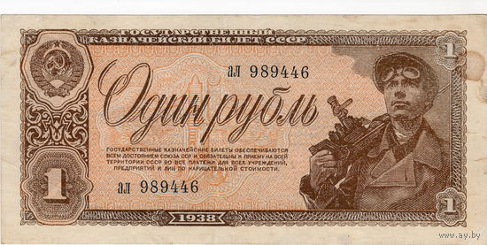 СССР, 1 рубль обр. 1938 г.