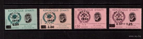 Гаити-1968 (Мих.931-934) * (след от накл.)  , Спорт,  футбол, ОИ-1968(2)