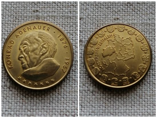 Медаль настольная  (Германия) - Канцлеры и президенты. Konrad Adenauer 1876 - 1967