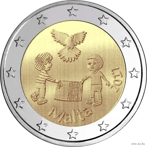 2 евро 2017 г. Мальта  МИР . UNC из ролла