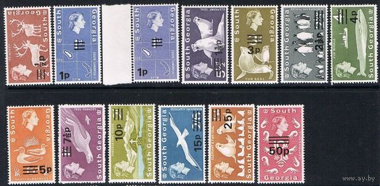 Великобритания. Южная Георгия \907\1971г.птицы, морская фауна, стандарт Mi25-38. MNH