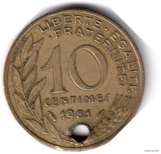 Франция. 10 сантимов. 1981 г.