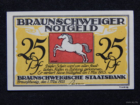 Германия Брауншвейг 25 пфеннигов 1923г.UNC