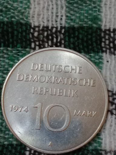 ГДР 10 марок 1974  25 лет образования ГДР