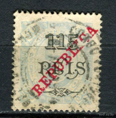 Португальское Конго - 1915 - Надпечатка REPUBLICA на 115 REIS вместо 50R - [Mi.130] - 1 марка. Гашеная.  (Лот 133AY)