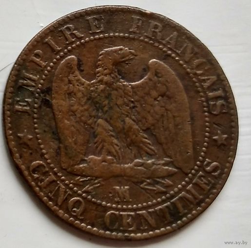 Франция 5 сантимов, 1854 MA - Марсель 1-8-4