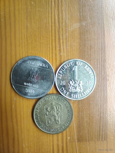 Кения 1 шиллинг 2010, Чехословакия 1 крона 1962, Индия 1 рупия 2009 -74