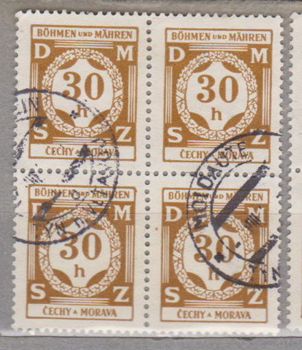 Германия рейх  Богемия и Моравия 1941 г служебные квартблок цена за 1 на Ваш выбор отличается оттенком лот 5