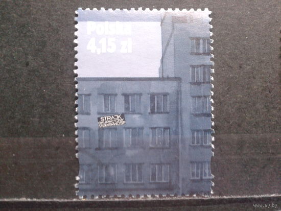 Польша, 2011, Здание с баннером, марка из блока, Mi-3,8 евро гаш.