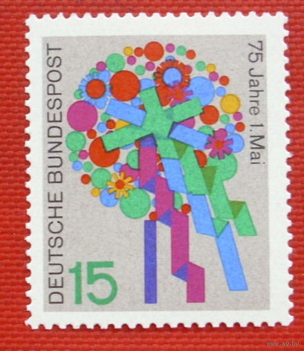 Германия. ФРГ.  К 75-летию 1-го Мая ( 1 марка ) 1965 года.
