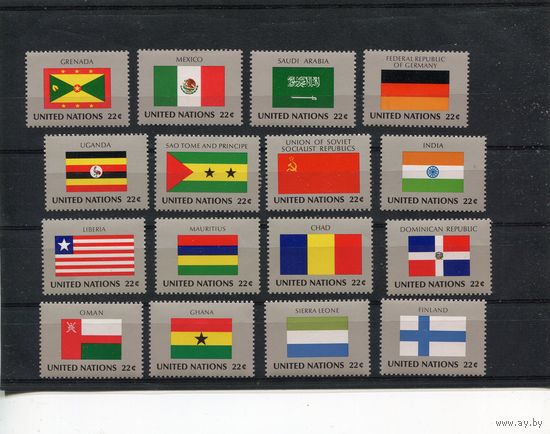 США. ООН Нью Йорк. Флаги стран членов ООН. Выпуск 1985 года