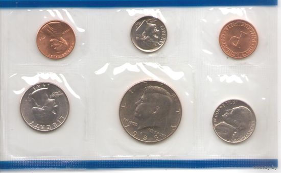 Годовой набор монет США 1985 г. двор Р (1; 5; 10; 25; 50 центов + жетон) _UNC