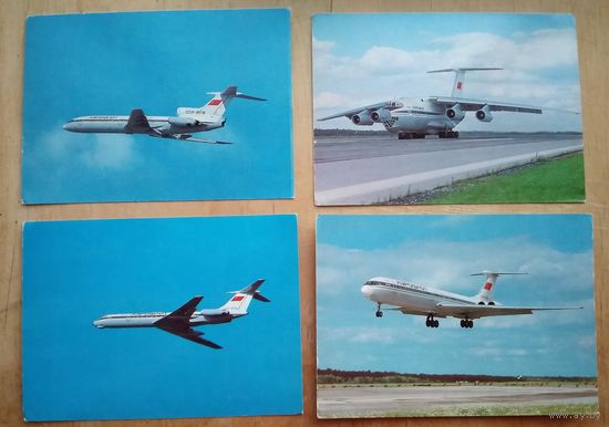 Открытки из набора "Самолеты Аэрофлота. Олимпиада 1980 г." 8 шт. Чистые. Цена за 1