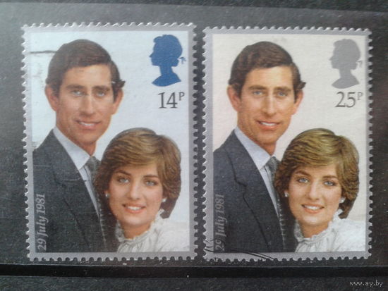 Англия 1981 Свадьба принца Чарльза и леди Дианы Полная серия Михель-4,0 евро гаш