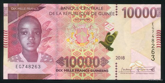 Гвинея 10000 франков 2018 г. P49Aa. Серия EG. UNC