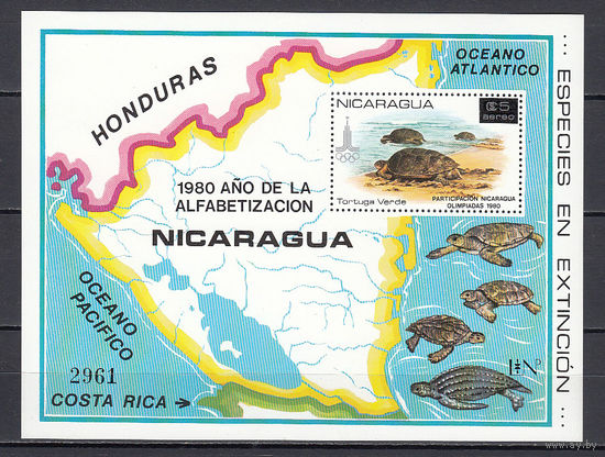 Фауна. Черепахи. Никарагуа. 1981. 1 блок. Michel N бл136 (100,0 е)