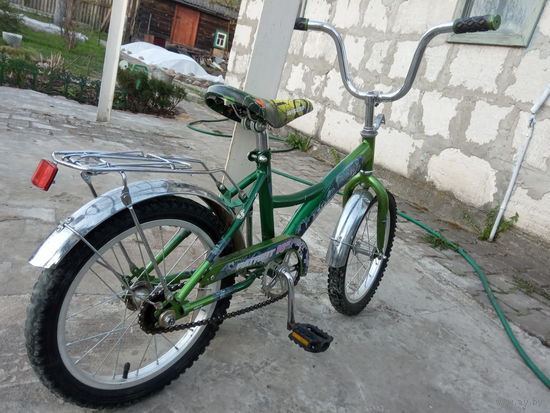 Детский велосипед с колёсиками 4-8 лет 16" зелёный