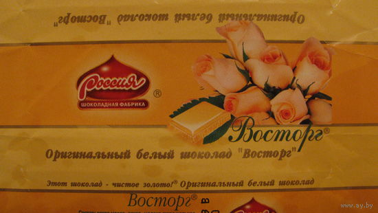 Обёртка от шоколада "Восторг", 25 грамм (1999г., г. Самара)