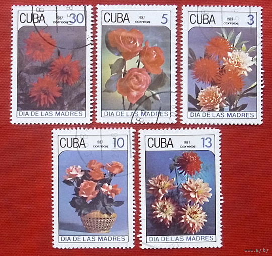 Куба. Цветы. ( 5 марок ) 1987 года. 3-8.