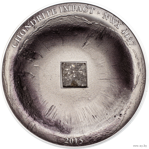 Острова Кука 5 долларов 2015г. "Метеорит Хондрит NWA 4037". Монета в капсуле; подарочном футляре; сертификат; коробка. СЕРЕБРО 31,10гр.(1 oz).