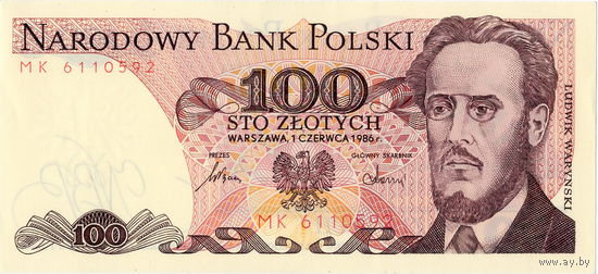 Польша, 100 злотых, 1988 г., aUNC
