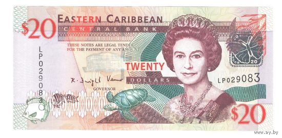 Восточные Карибы 20 долларов 2008 года. Тип Р 49. Буквы LP. Состояние UNC!