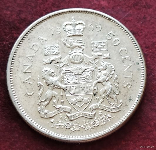 Серебро 0.800! Канада 50 центов, 1965-1966