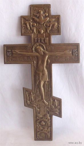 Крест киотный Распятие 38х20 см Бронза 1 кг Пластика 19-й век