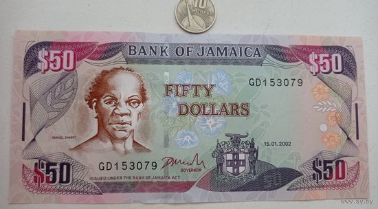 Werty71 Ямайка 50 долларов 2002 UNC банкнота