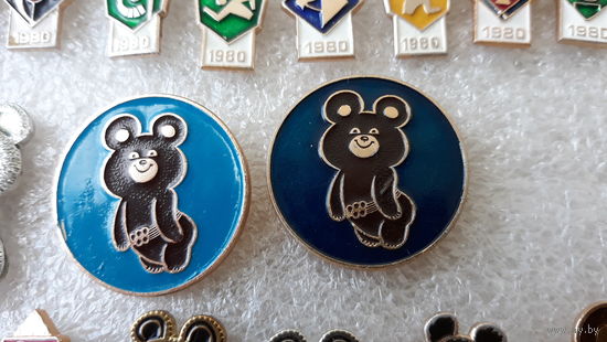 Мишка олимпийский медведь Спорт Олимпиада в Москве 80 Олимпийские игры 1980 Москва 80 - 2 шт - синий, голубой