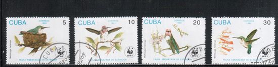 Куба-1992,(Мих.3589-3592) гаш.,  Фауна, Птицы (полная серия)