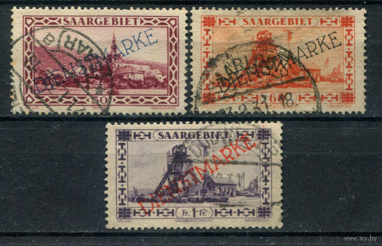 Саар - 1927г. - ландшафты, надпечатка Dienstmarke - 3 марки - гашёные. Без МЦ!